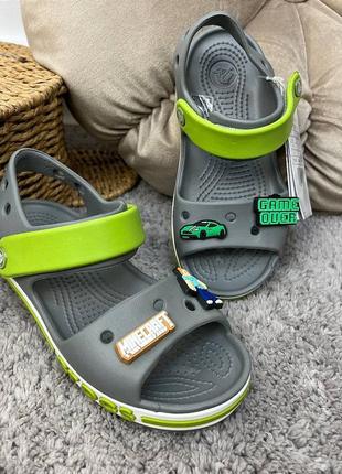 Дитячі сандалі crocs bayaband sandal kids charcoal сірі усі розміри у наявності джибітси