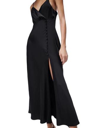 Чорна сатинова сукня zara довга
