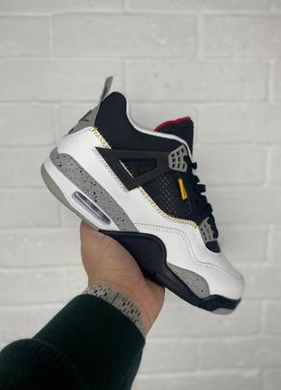 Мужские кроссовки nike air jordan 4 retro white black джордан белого с черными цветами