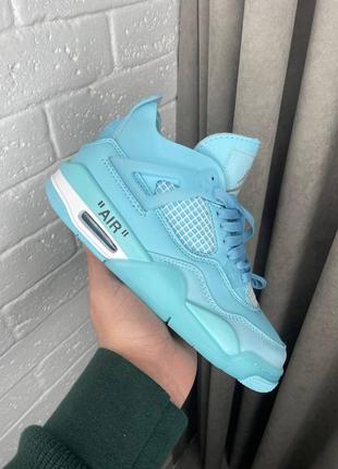 Женские кроссовки nike air jordan 4 retro blue джордан голубого цвета