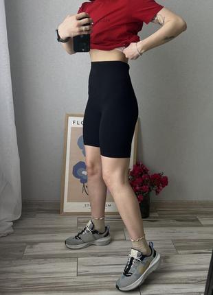 H&m шорти чорні велосипедки в рубчик жіночі н&м