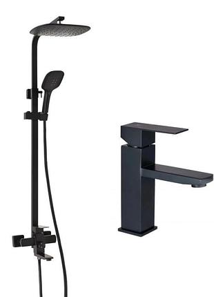 Набор смесителей для ванны lidz kubis 10 30 105а+001f black