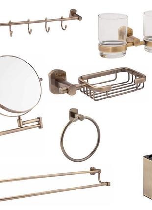 Набір аксесуарів для ванної qtap liberty antic bronze 3 (7 в 1)