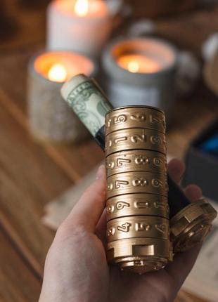 Подарунок на весілля оригінальний з секретом "криптекс" золотий cherry gold
