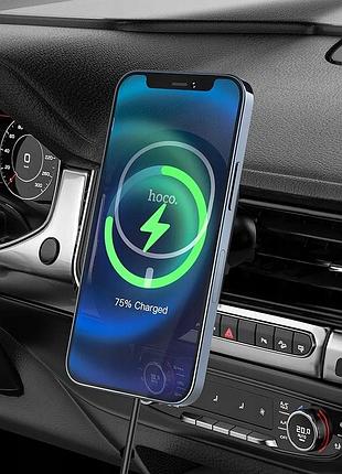Автомобильный держатель hoco ca90 wireless charger - black 6