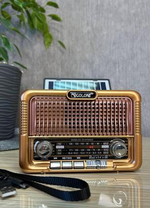 Радіоприймач сонячною панеллю golon rx-bt6060s з bluetooth і usb/sd золотий