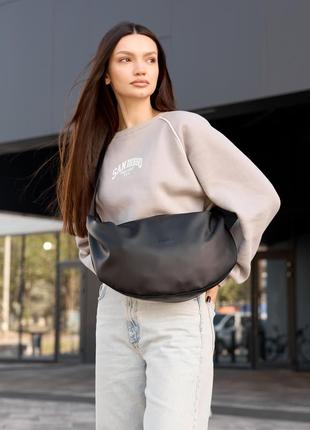 Женская сумка sambag hobo bag-glove черная1 фото