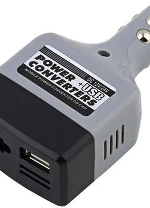 Автомобильный преобразователь dc+usb 12/24b на 220b