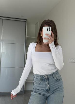 🤍✨ лонгслив белый с квадратным вырезом