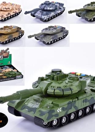 Танк 8805a-1-2 1:16, кабіна оберт./тріскачка,2види по 3кольори,муз.,світло,бат.,6шт.в диспл.,55,5-39