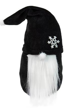 Kr фігурка новорічний гном великий чорний 60606 висота 22 см