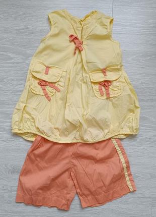 Комплект костюм костюмчик для дівчинки девочки на літо лето натуральна бавовна хлопок блуза блузка шорти шортики футболка футболочка2 фото