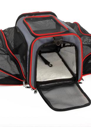 Сумка переноска для кошек и собак 66x38x26 см cosmopet cp-05 (s) grey-red