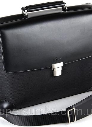 Діловий портфель зі шкіри та нейлону fouquet nbc-1002m чорний