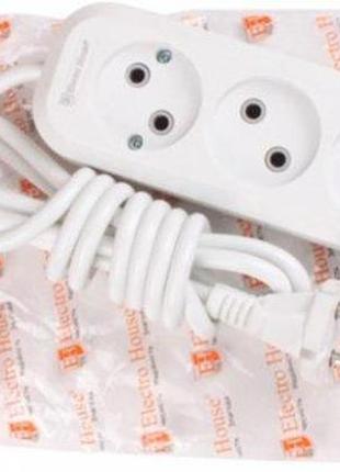 Подовжувач electro house 3 гнізда без заземлення 5 м білий (eh-2210)