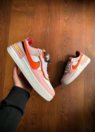 Кросівки жіночі nike air force 1 shadow white & pink & orange