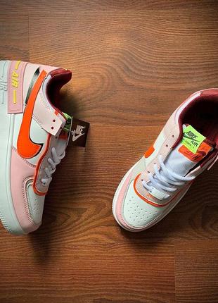 Кросівки жіночі nike air force 1 shadow white & pink & orange8 фото