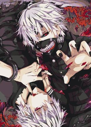 Картина по номерам токийский гуль. кен канеки. аниме 40*50 см оригами lw  30560