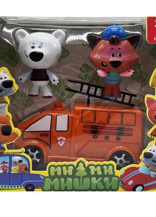 Фігурки героїв ведмідь і єнот "мі-мі-мішки" bambi 1719mm-4 з автомобілем