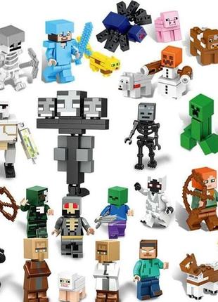 Набор из 29 фигурок майнкрафт minecraft с оружием и аксессуарами