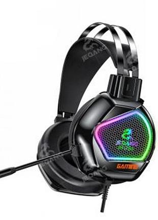 Дротові ігрові навушники jeqang jh-760 7.1 з мікрофоном роз'ємом usb male 1.5m rgb-підсвітка black