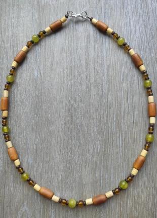 Тренд чокер, кольє, намисто, підвіска, буси, коралі, онікс, кокос, дерево, бурштинове скло, в етно стилі, бохо, етніка, унісекс, чоловічий
