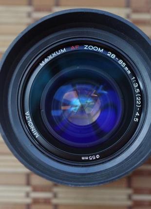 Объектив minolta maxxum af 28-85 mm + бленда для sony a