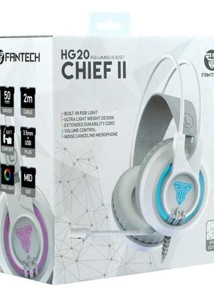 Дротові навушники для комп'ютера fantech hg20 usb.aux 3.5 mm 2 м білий
