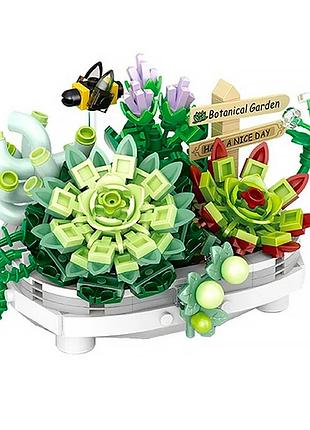 3d конструктор набор строительных блоков loz 1660 вечный цветок суккуленты в горшке 389 деталей пластико dm-11