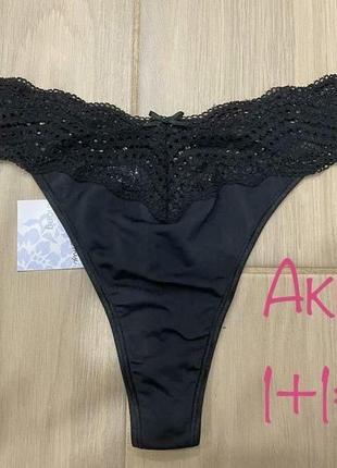 Акция 🎁 новые стильные трусики thong m&s collection черные etam victoria's secret