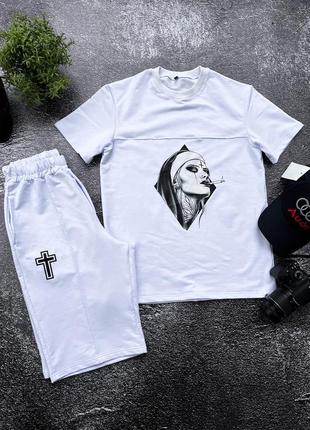 Літній чоловічий костюм двійка з принтом