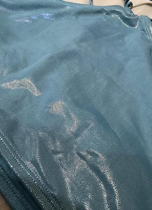 Купальник  жіночий блискучий голубий бірюзовий стиль кім кардашьян топ і плавки блестящий бирюза5 фото