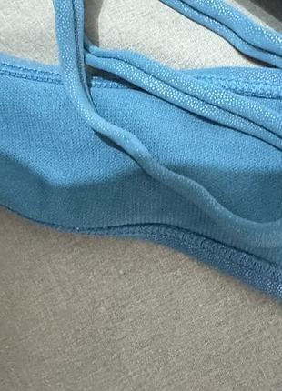 Купальник  жіночий блискучий голубий бірюзовий стиль кім кардашьян топ і плавки блестящий бирюза7 фото