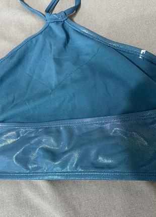 Купальник  жіночий блискучий голубий бірюзовий стиль кім кардашьян топ і плавки блестящий бирюза8 фото
