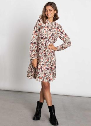 Платье в цветочный принт, ярусное, с длинным рукавом,андр 12