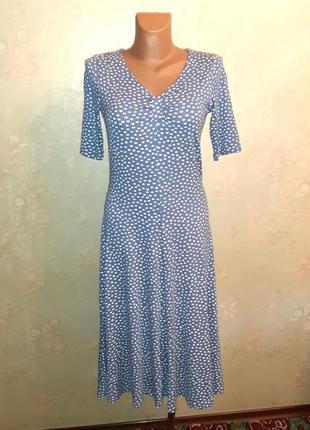 🎁1+1=3 итальянское трикотажное приталенное голубое платье миди articiano, размер 46 - 484 фото