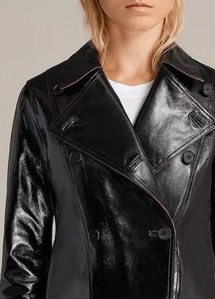 Бомбовый кожаный пиджак чёрного цвета из 100% кожи ягнёнка allsaints made in turkey
