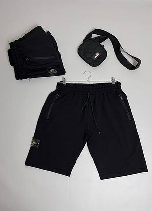 Шорти чорні чоловічі stone island стон айленд