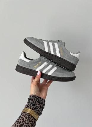 Жіночі замшеві кросівки adidas spezial grey white адідас спежиал спеціал