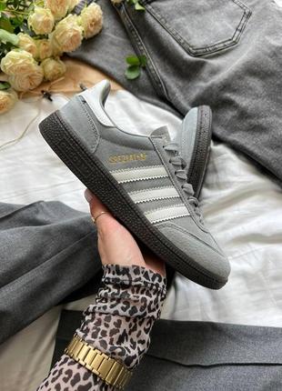 Жіночі замшеві кросівки adidas spezial grey white адідас спежиал спеціал