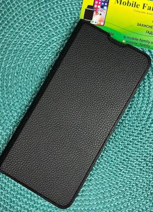 Кожаный чехол книга для xiaomi redmi note 12 pro черный/ чехол на редми нот 12