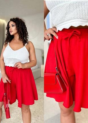 Юбка шорты женская короткая мини черная белая нарядная летняя на лето легкая базовая юбка праздничная повседневная батал большого размера