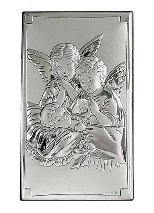 Серебряная икона ангелы у ребенка (6,5 x 11 см) valentі 81377 3l