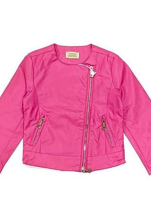 Яскрава, рожева, шкіряна куртка для дівчинки to be too 92 см