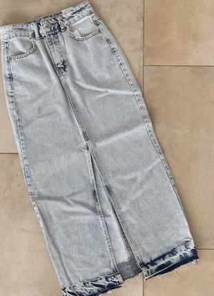 Женская джинсовая юбка макси