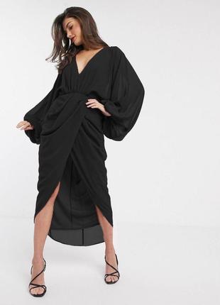 Платье миди с пышными рукавами asos uk 16