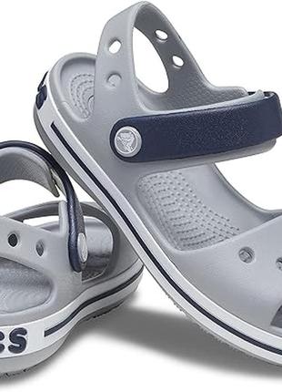 Crocs крокс детские босоножки сандалии bayaband sandal light grey navy ‎ 12856