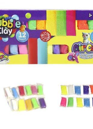 Набір для ліплення "air clay + bubble clay" 12 шт + 12 шт (укр)