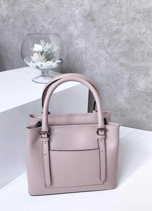 Женская сумка из натуральной кожи италия пудрового цвета 26см
