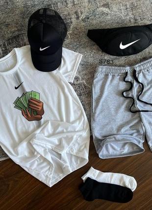 Комплект nike: футболка, шорти, кепка, бананка